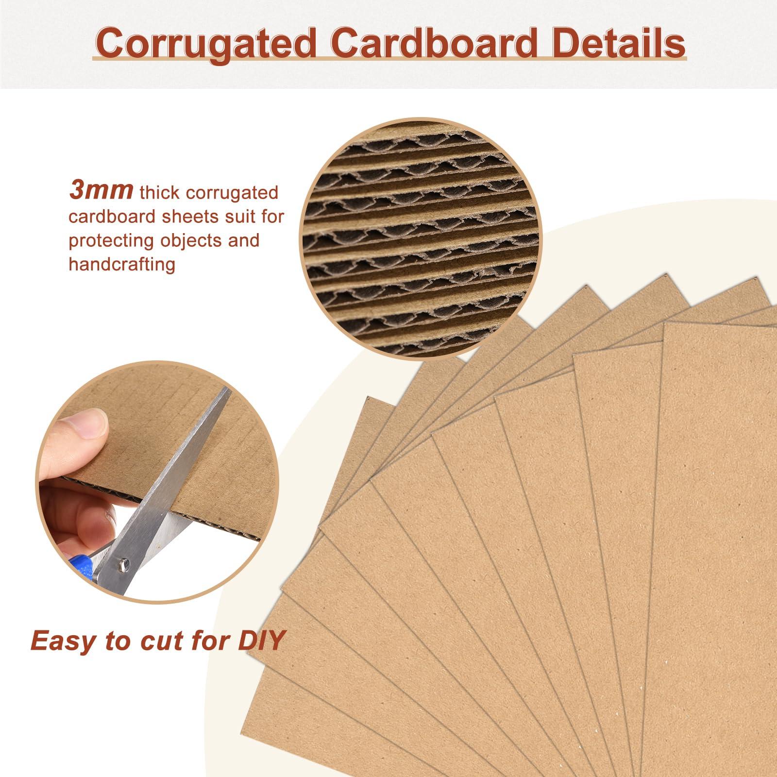 sourcing map 100 Pack 14" x 11" Large Corrugated Cardboard Sheets 1/8" Thick Flat Cardboard Filler Inserts Pads for Mailers, Packing, Art Projects, DIY Crafts 3