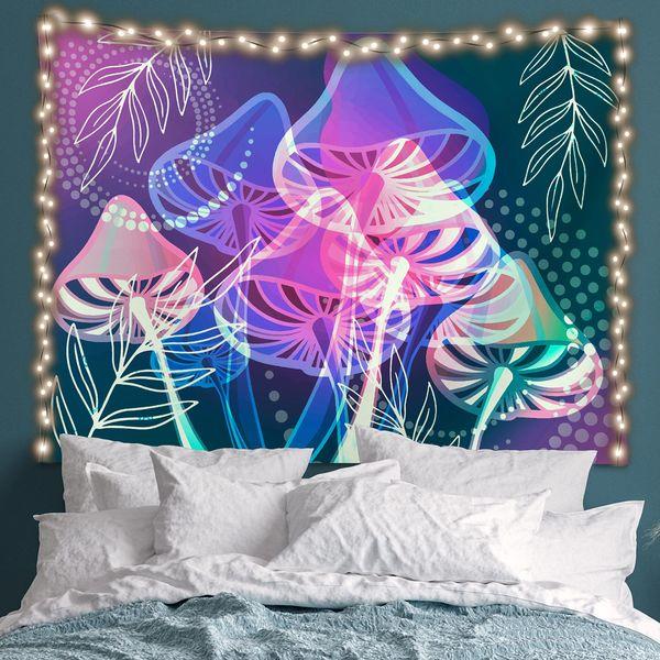 Silent Mind Boho Tapestry - Mushroom Tapestry trippy, Hippie Tapestry Wall Hanging, Tapestry for bedroom Aesthetic Living Room and Dorm (59" x 79”)