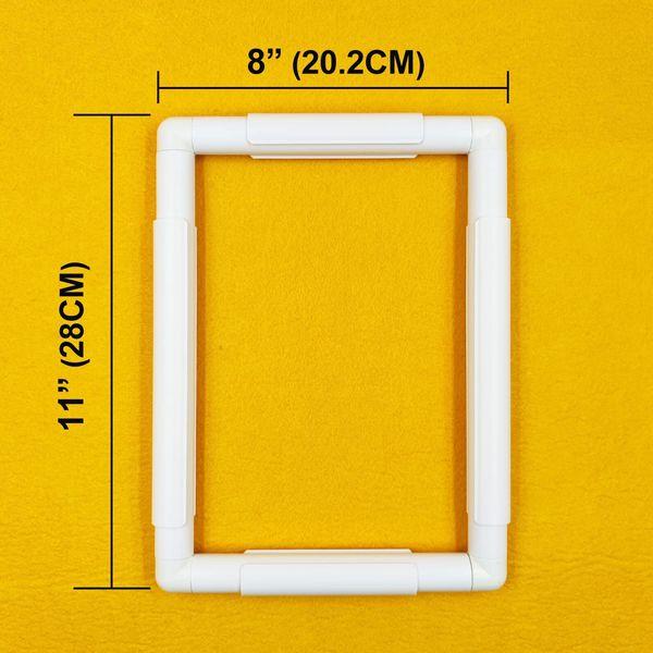 HAND U JOURNEY 3 in 1 17''x17'', 17''x11'', 11''x8'' Universal Clip Frame Set, Square Rectangle Plastic for Embroidery, Quilting, Cross-Stitch, Punch Needle, Silk-Painting, White (Q-F-17x11x8) 4