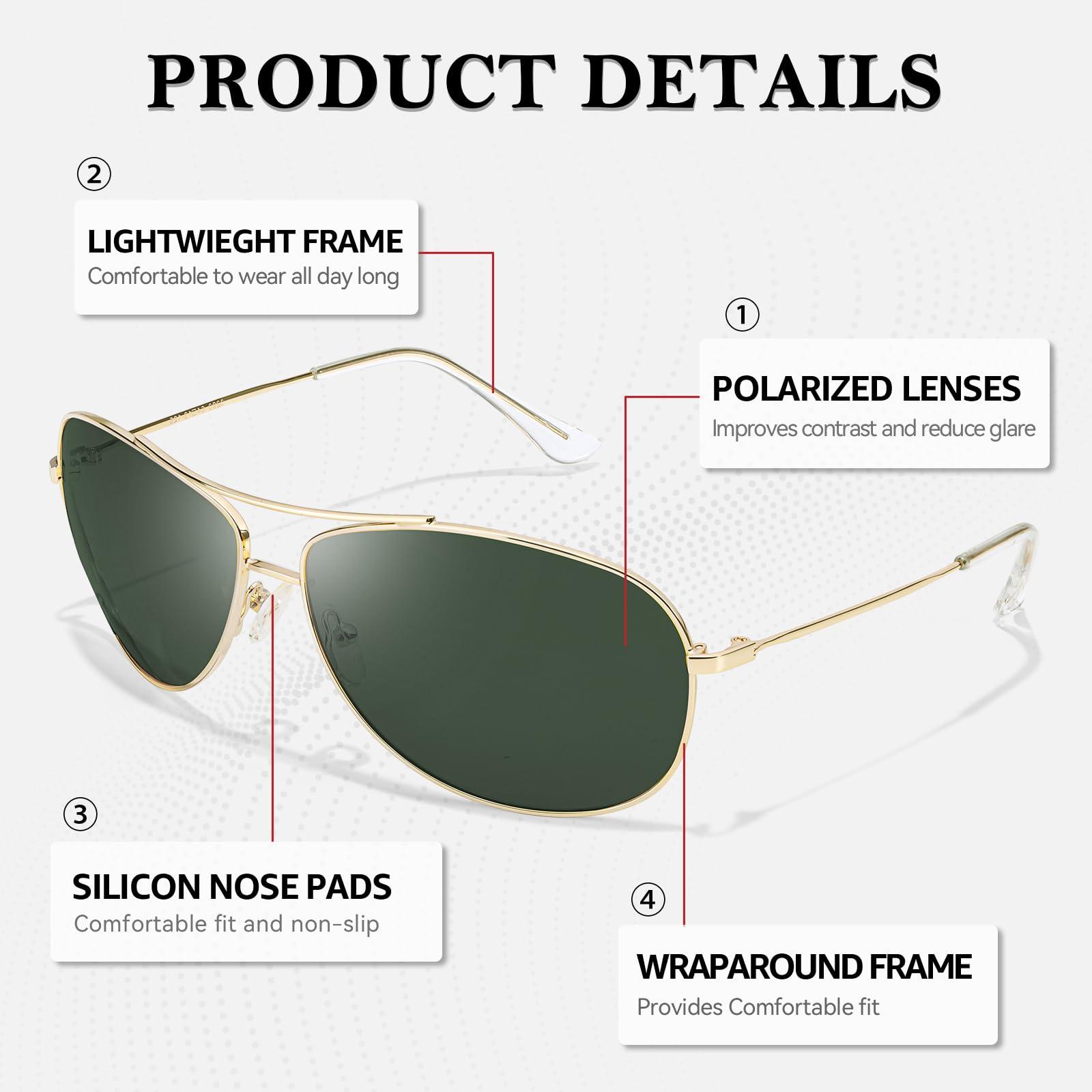 SODQW Polarised Sunglasses Men with UV400 Protection Retro Pilot-Style Aluminum Metal Frame Shades Ultra Light D-Fashion and Stylish Glare Blocking 3