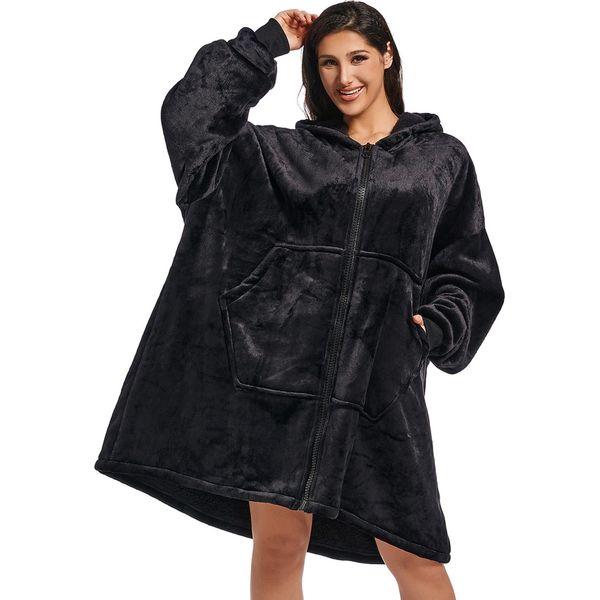 REDESS Blanket Hoodie Sweatshirt, Wearable Blanket Oversized Sherpa with Sleeves and Giant Pocket, Cozy Hoodie Warm for Adult Kids 0