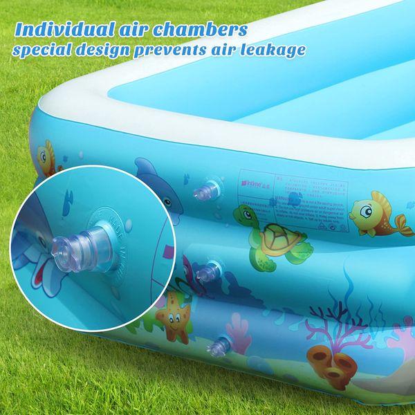 Ucradle Paddling Pool for Toddlers Kids,Rectangle Inflatable Swimming Pool for Kids,Baby Paddling Pool for Garden Backyard Outdoor,Easy to Inflate,150 cm x 106 cm x 48 cm 3