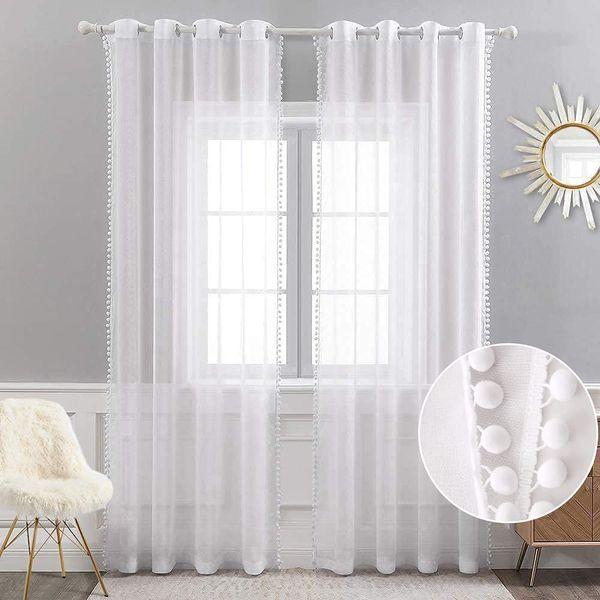 MIULEE 2 Panels Sheer Curtains Voile Transparent Curtains Voile Bedroom Ultra Soft Voile Kid Windows Balcony Decor Living Room Grommet Top 55inches Wx57inches L 140cmx145cm White 0