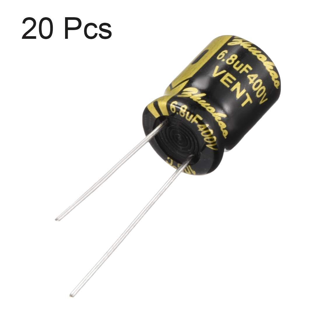 sourcing map Aluminum Radial Electrolytic Capacitor with 6.8uF 400V 105 Celsius Life 2000H 10 x 13 mm Black 20pcs 1