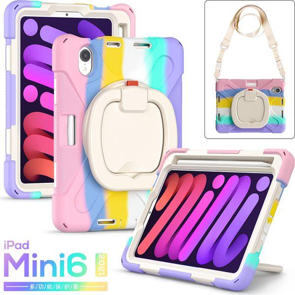iPad Mini 6th 8.3 inch Case, DMaos Carrying Bag Cover with Crossbody Strap, 3 Layer Durable Regular for iPad Mini 6 - Multicolor Pink 2