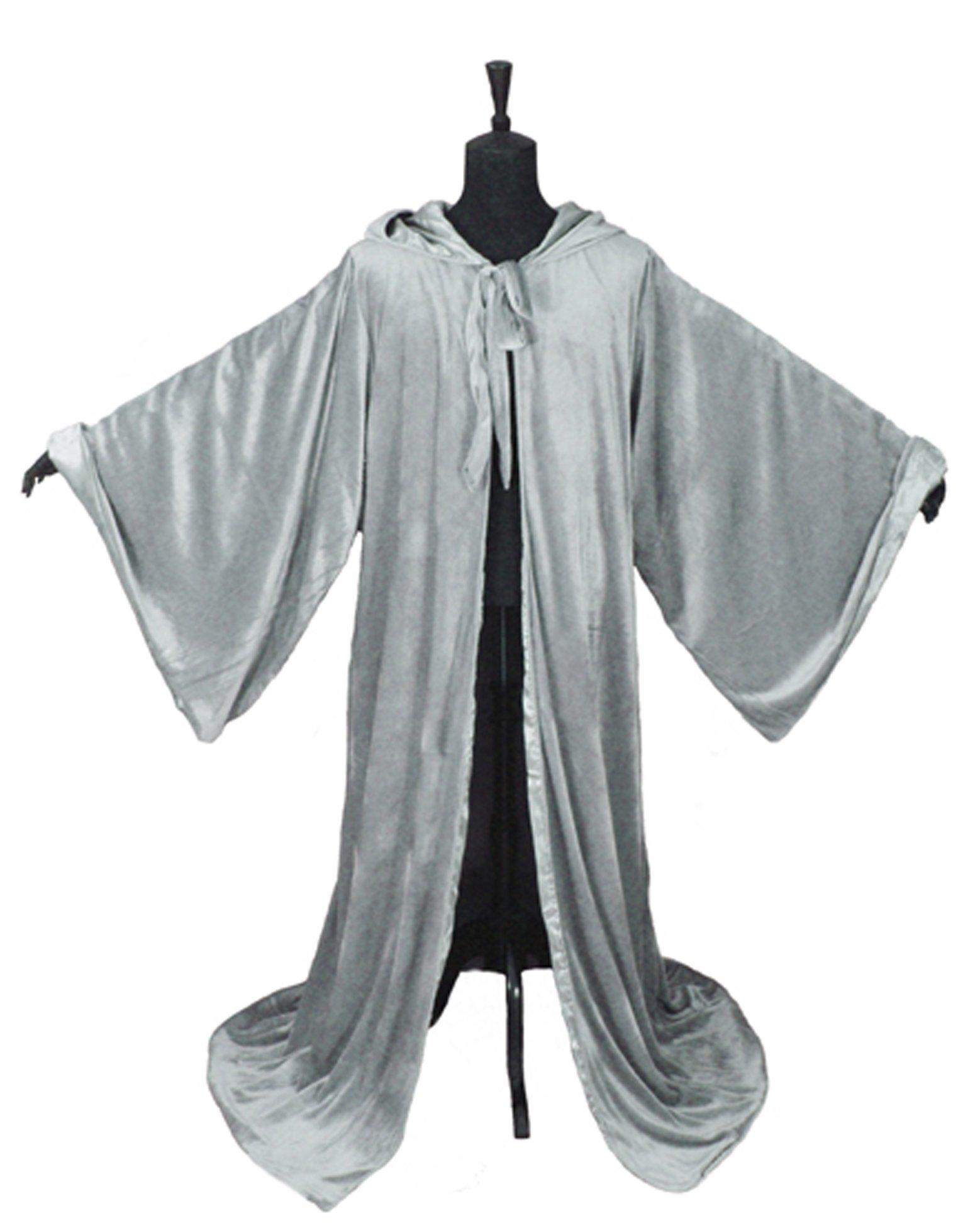 LuckyMjmy Velvet Renaissance Medieval Cloak Cape lined with Satin (Silver) 1