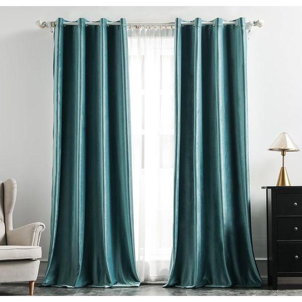 MIULEE Velvet Curtains Teal Elegant Eyelet Curtains Thermal Insulated Soundproof Room Darkening Curtains/Drapes for Classical Living Room Bedroom Decor 52 x 96 Inch Set of 2 0