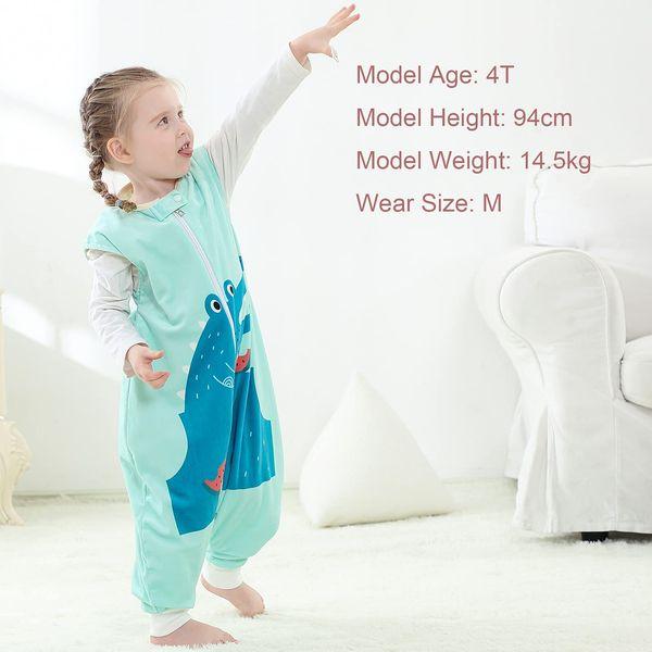 COOKY.D Unisex Baby Sleeping Bag with Feet,Wearable Breathable Toddler Sleepsack, Animal Sleeveless Sleepsuit for 5-6 Years, Green 1