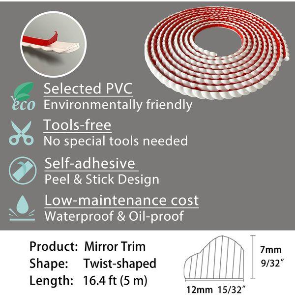 Gaahing Flexible Molding & Corner Trim， Peel and Stick Self-Adhesive Design， Wall Trim for Floor Edge Wall Tile Baseboard Countertops, 5m x 12mm 3