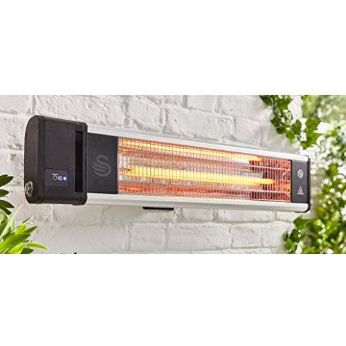 Swan Al Fresco SH16340N Remote Controlled Wall Mounted Patio Heater, Anodized Aluminium Alloy Frame, Carbon fibre heating element With High Rated Aluminium Reflector, IP44 Approved,1800 W 2