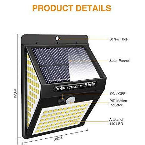 [4 Pack] 140LED Solar Security Lights Outdoor, Litogo Solar Motion Sensor Lights 270ÂºWide Angle Waterproof Solar Powered Durable Wall Lights Outside 3 Modes for Garden Fence Door Yard Garage Pathway 1