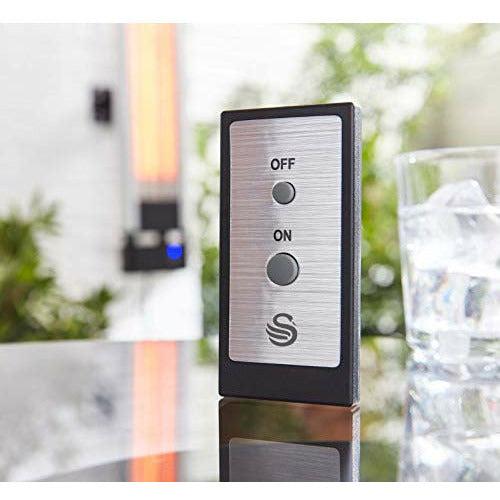Swan Al Fresco SH16340N Remote Controlled Wall Mounted Patio Heater, Anodized Aluminium Alloy Frame, Carbon fibre heating element With High Rated Aluminium Reflector, IP44 Approved,1800 W 3
