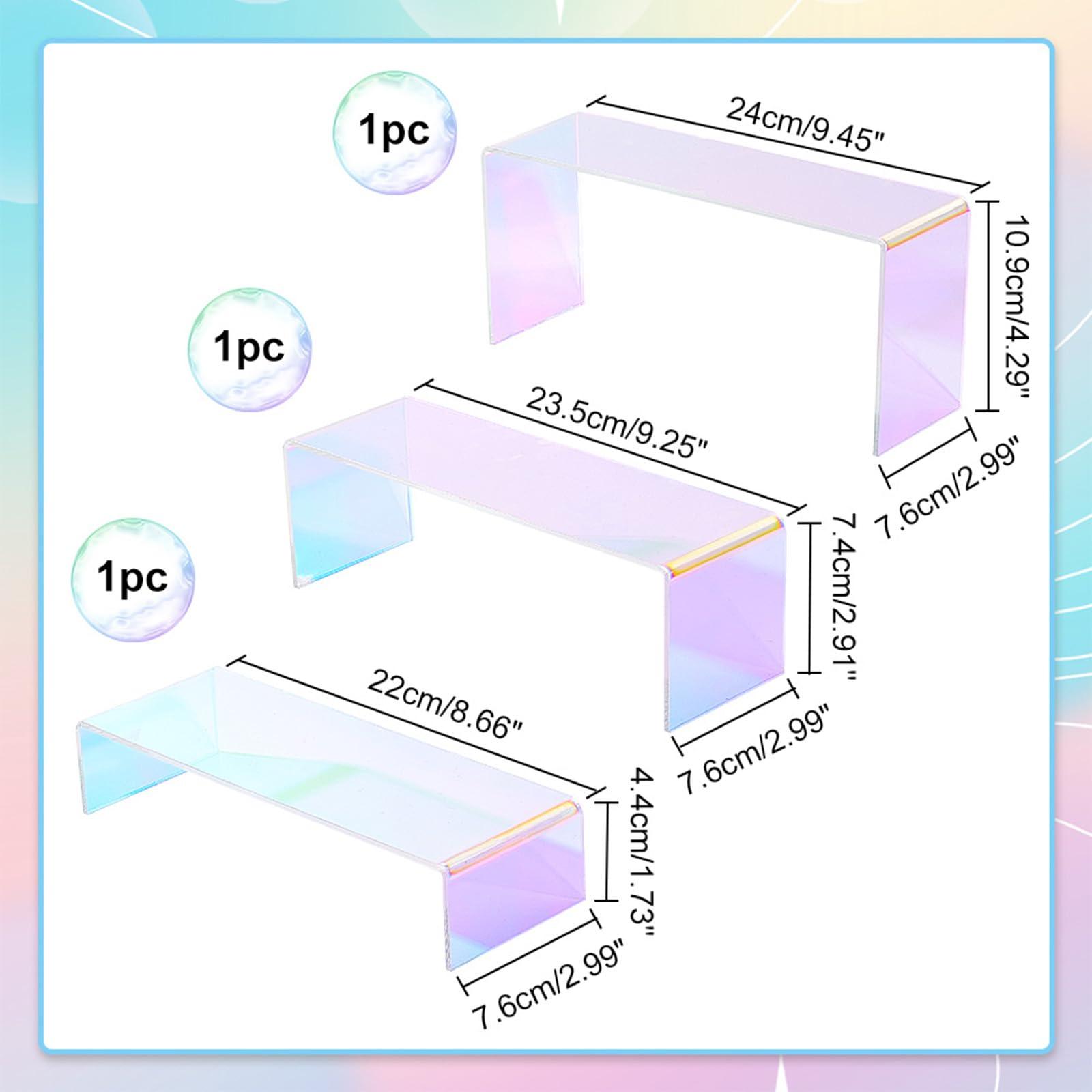 PH PandaHall 3 Size Rainbow Risers Display, Shelf Showcase Fixtures Mermaid Stands Acrylic Display Organizer for Cabinet Dessert Cupcake Figure Collectibles Perfume Retail Jewellery Display 3