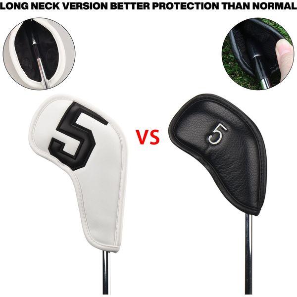 Craftsman Golf Magnetic Leather Iron Head Covers White with Black Large No. For Titleist Callaway Ping 3