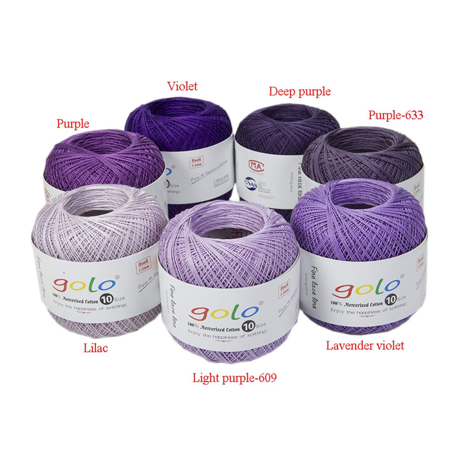 golo Crochet Yarn Size 10 Yarn for Hand Knitting Lace Yarn (Purple Silver) 1