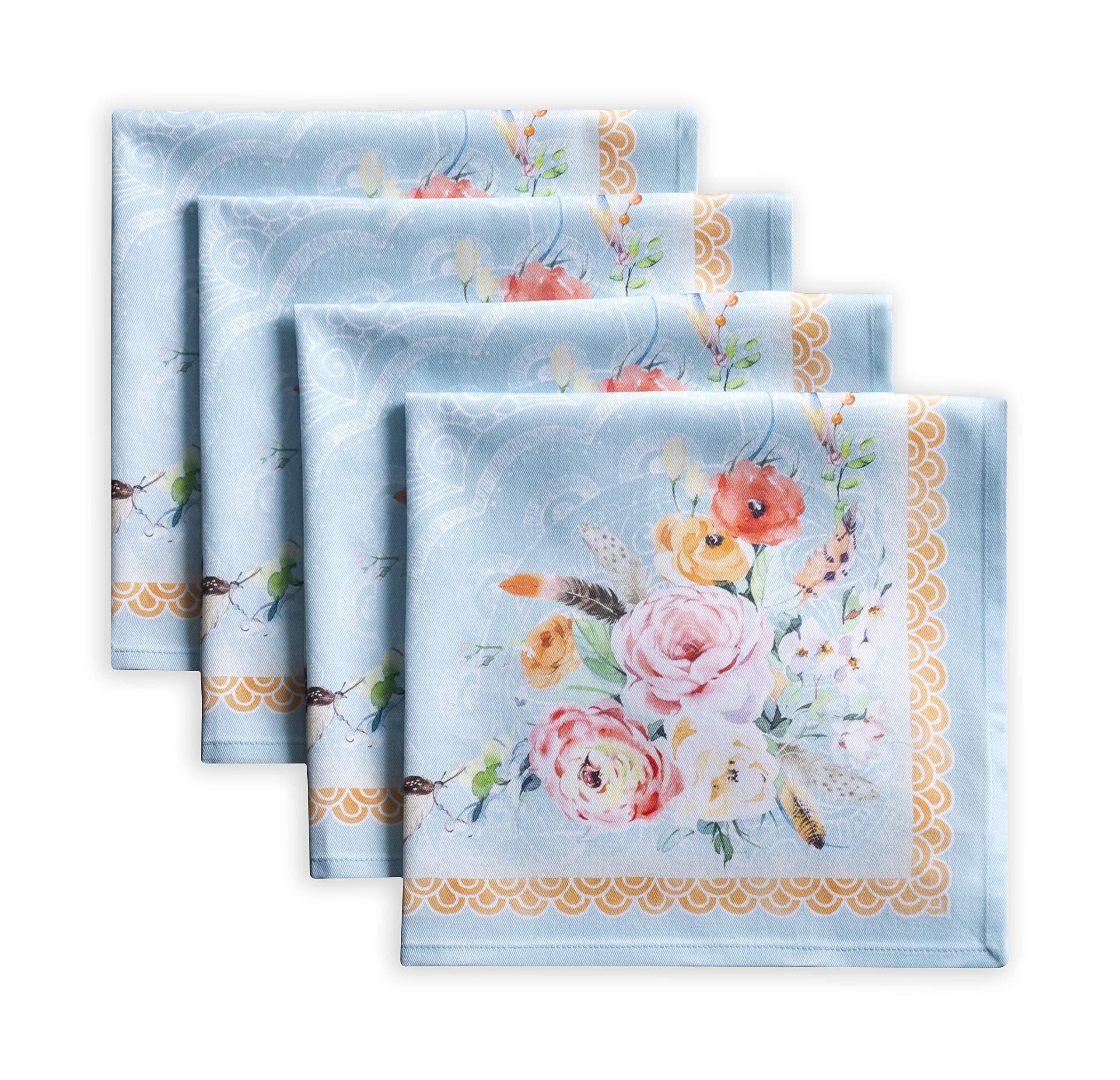 Maison d' Hermine Cloth Napkin 100% Cotton (45cm x 45cm) Decorative Washable Napkins Easter Table Napkin for Dining, Kitchen, Parties & Camping, Ibiza - Spring/Summer (Set of 4)