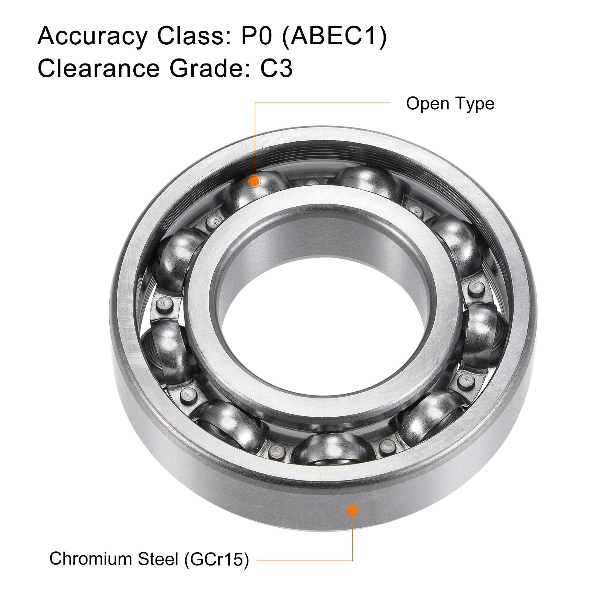 sourcing map 6207 Deep Groove Ball Bearings 35mm Bore 72mm OD 17mm Thick C3 Open Type Chrome Steel 4pcs 3