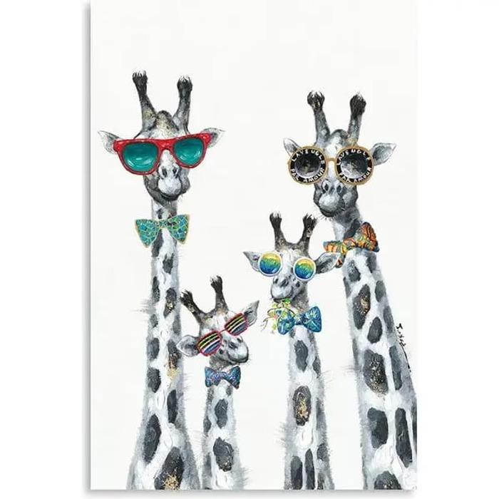 Teal Barn Canvas Wall Art: 4 Giraffes Wearing Sunglasses 40x60cm 0