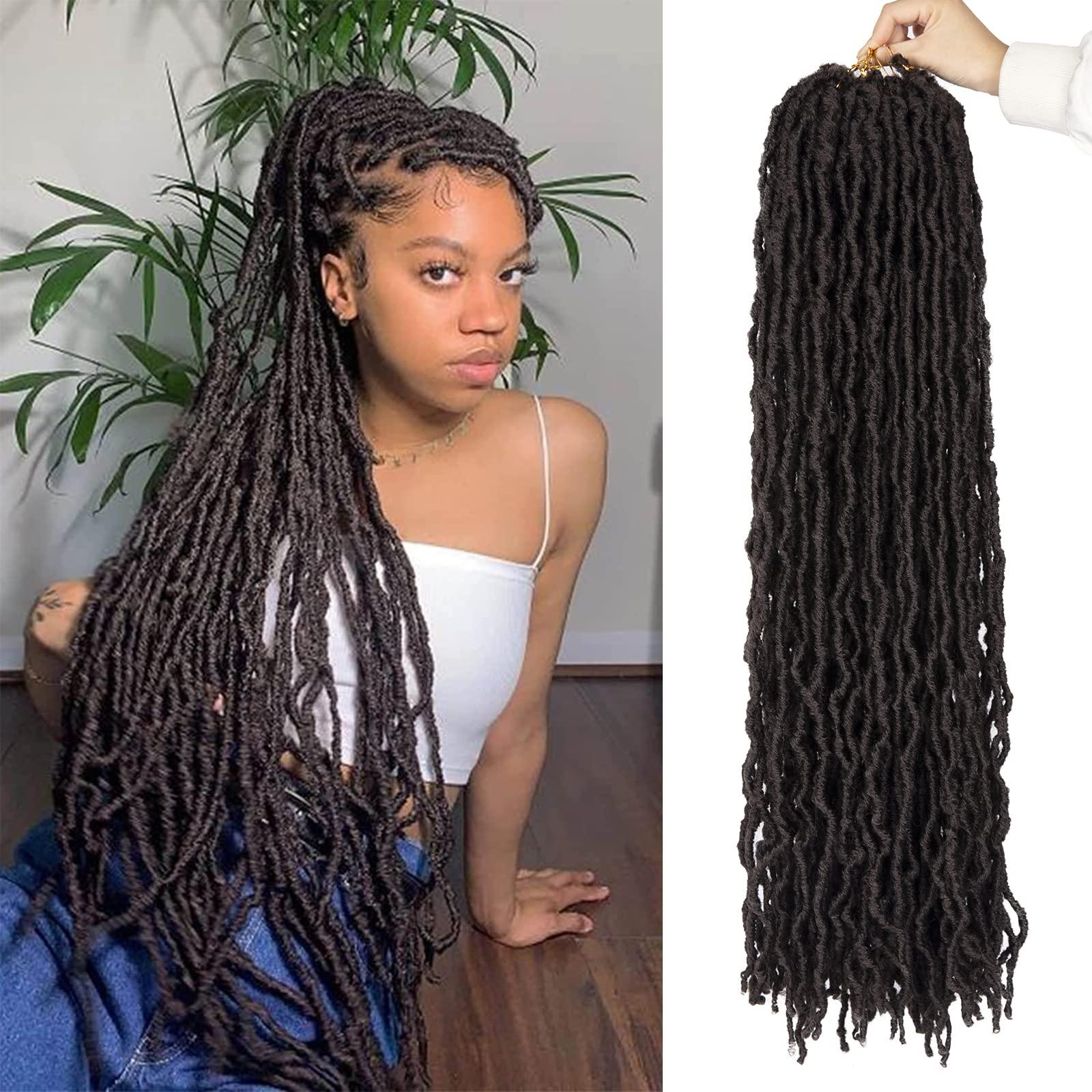 5 Packs Faux Locs Crochet Hair 36 Inch, Nu Locs Crochet Hair, Wavy Crochet Locs Short Locs Crochet Braids Crochet Dreadlocks (20 Roots/Pack) #4