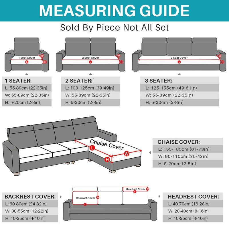 Topchances Sofa Seat Cushion Covers - Stretch Sofa Cushion Covers Replacement, Non-Slip Sofa Seat Slipcovers for Sofa Cushion L Shaped Chaise Longue Furniture Protection (Leaves, Light Grey) 3