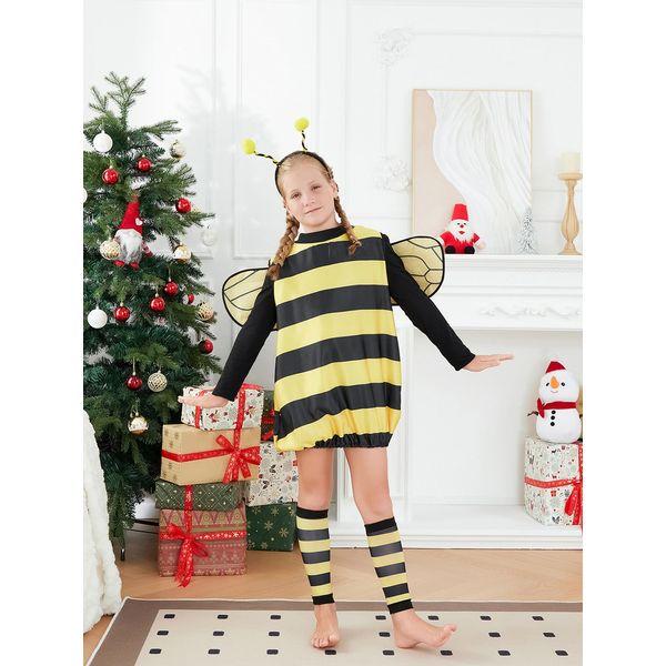 Yoisdtxc Adult/Kids Halloween Costume Set Bee Fancy Cosplay Costume with Wings and Antenna (A-Yellow Children 1, 5-6 Years) 1