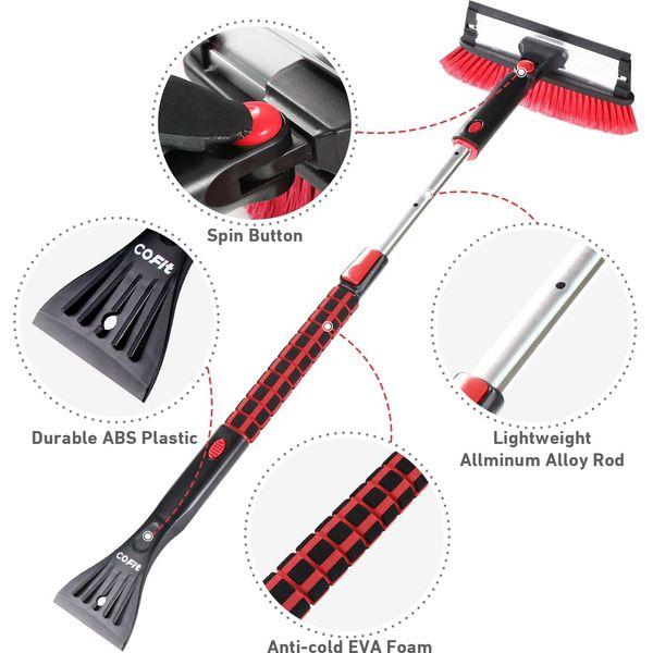 COFIT Car Snow Brush Extendable 100cm, Detachable Snow Removal Broom with Squeegee Ice Scraper Heavy-Duty for Car Truck SUV MPV Windshield Windows 4