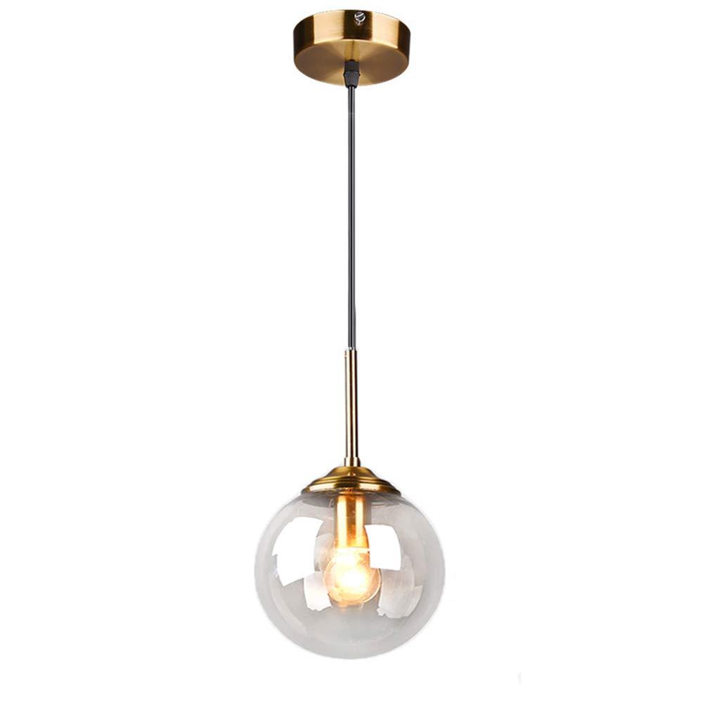 MZStech Industrial Retro Loft Glass Globe Pendant Light, Cluster Chandelier Hanging Lamp Fixture Brass Fittings (Clear)