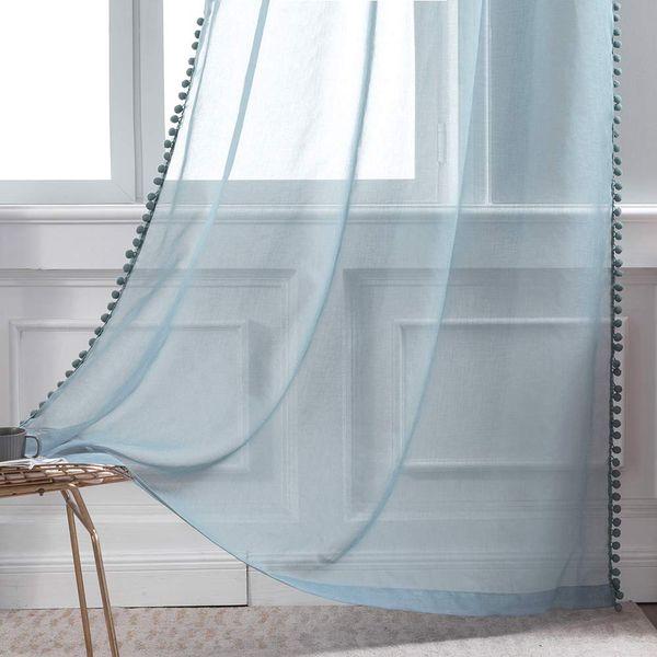 MIULEE 2 Panels Sheer Curtains Voile Transparent Curtains Voile Bedroom Ultra Soft Voile Kid Windows Balcony Decor Living Room Grommet Top 55inches Wx102inches L 140cmx260cm Navy 2