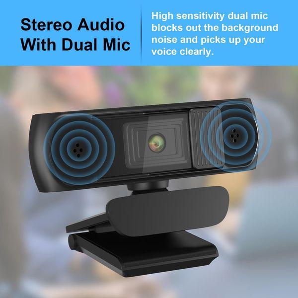 Emonoo 1080P AutoFocus Full HD Webcam with Privacy Cover - with Digital Microphone USB Camera for PC Laptop Video Calling,5 million Pixels Webcamera 4