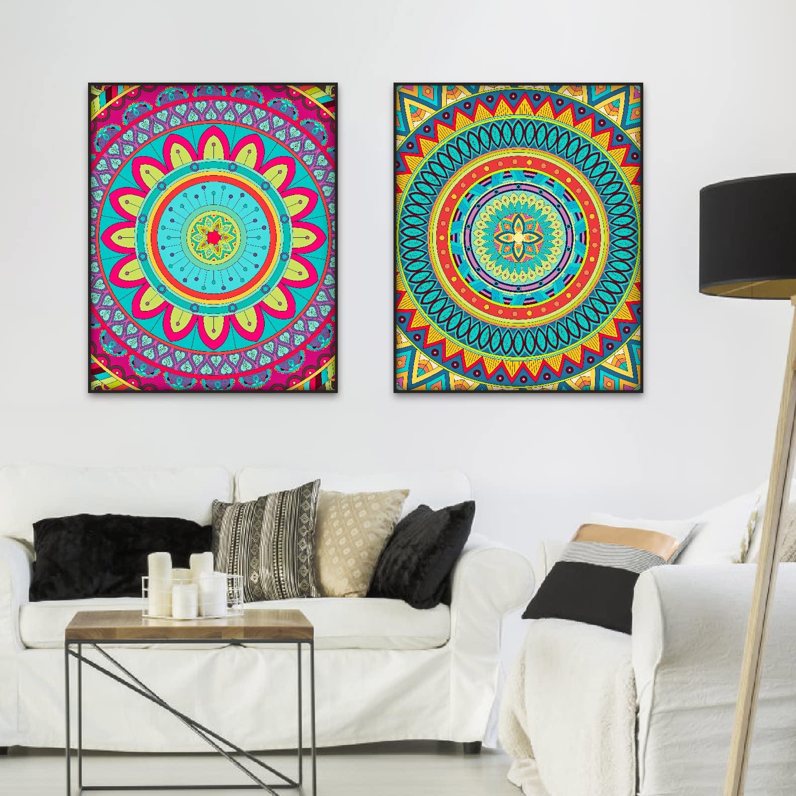 Berkin Arts Wall Art Unframed Prints Giclee Art Paper Set of 4, 11x14 inch Mandala Artwork, Modern Decoration Vintage Flower Floral Abstract Aesthetic Trippy Purple Watercolor Pictures 3