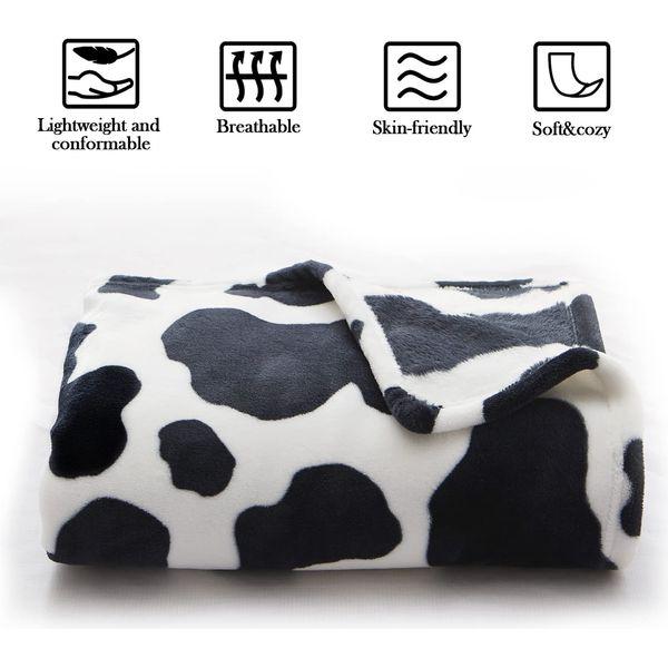 MAST DOO Cow Blanket Cuddly Blanket Black White Soft Fleece Blanket Fluffy Cow Spots Blanket Couch Blanket Sofa Blanket Gift for Cow Lovers, 60x80 Inch 1