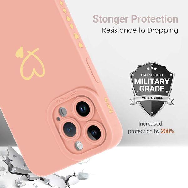 UZEUZA Compatible for iPhone 14 Pro Max Case 6.7-Inch, Fashion Cute Love-heart Shape iPhone 14 Pro Max Case for Grils Women Ladies Shockproof Silicone iPhone 14 Pro Max Cover 2