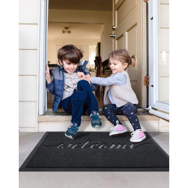 DEXI Welcome Door Mat 60 x 90 cm, Non Slip Heavy Duty Outdoor Mat, Dirt Trapper Door Mat Washable, Durable Front Door Mat Outside, Shoes Scraper Doormat for Indoor and Outdoor(Blue) 1