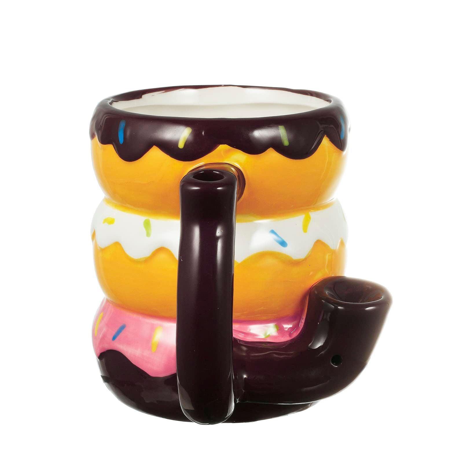 KTF Donut Roast & Toast Coffee Mug with Pipe, Ceramic Wake n Bake Mug Holds Approx 16 oz (Donut) 2