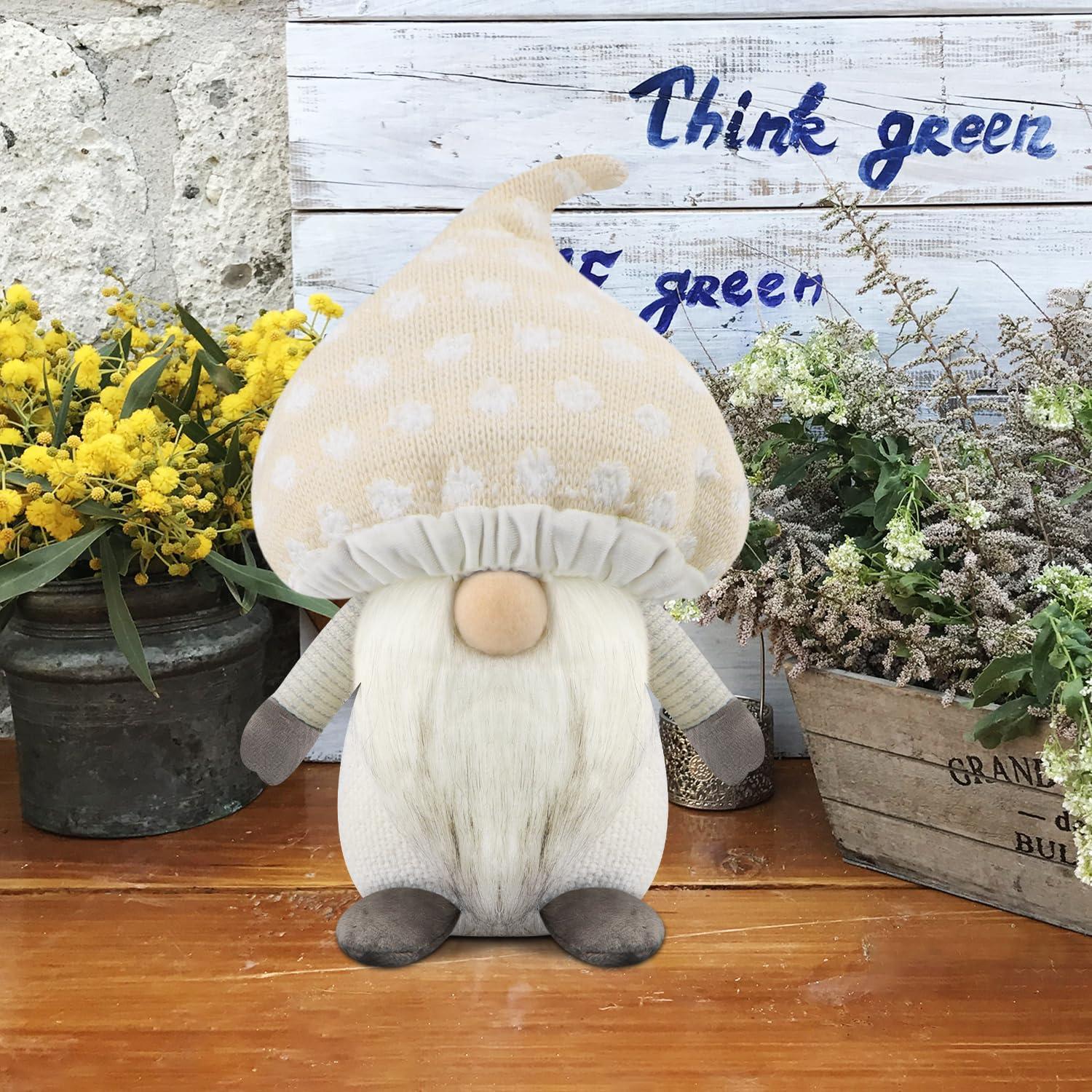 Gehydy Mushroom Gonk Gnome Plush Summer Decorations - Tabletop Handmade Swedish Tomte Tiered Tray Ornaments Home Decor Holiday Figurines Gift - Green 4