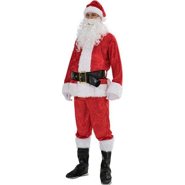 Yoisdtxc 6 Piece Santa Costume Cosplay Props Fancy Adult Men's Christmas Masquerade Party Costumes (A-White, M) 2