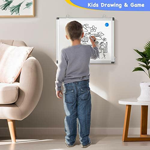 Whiteboard for Wall 38 x 30cm, ARCOBIS Small Dry Erase Board Magnetic Double Side Hanging Board Lightweight for Kids Student Drawing Homeschooling Home Office - Silver 2