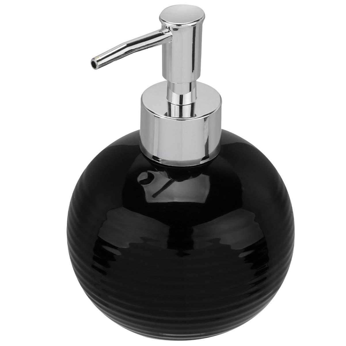 Alipis Ceramic Soap Dispenser, Round Press Bottle Refillable Lotion Bottle, Squeeze Pump Dispenser Liquid Hand Soap Dispenser (Black) 0