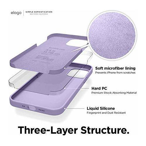 elago Liquid Silicone Case Designed for iPhone 12 Mini (5.4"), Premium Silicone, Full Body Protection : 3 Layer Shockproof Cover Case (Lavender) 3