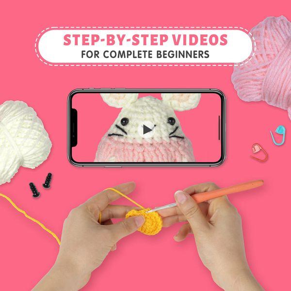 MISUMOR Beginner Crochet Stuffed Animal Kit -3 PCS Cute Animal Crochet Kits for Starter Adults with Crochet Hook Step-by-Step Instructions and Video Tutorials 3