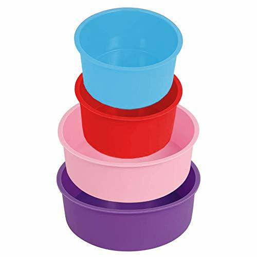 4Pcs Silicone Cake Moulds Tins Round Cake Pan Set of 4" 6" Non-Stick Baking Molds Bakeware Tray for Birthday Party Wedding Anniversary?Blue/red/Purple/Pink? 0