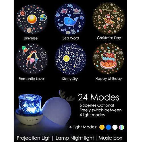 Night Light Projector with Music,Star Light Projecter with Remote Control,Personalised Gifts Baby Kids Toys,6 Projector Films 360Â° Rotation Timer Galaxy Projector Light for Bedroom/Party,Birthday Gift 4