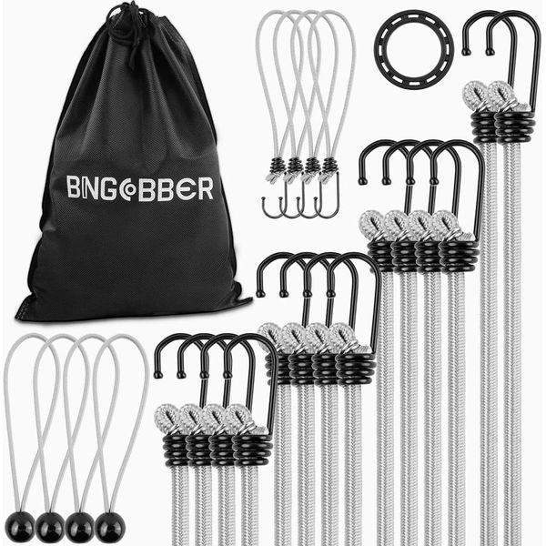 BINGCOBBER Pack of 23 Heavy Duty Bungee Cord Bungee Cords with Hooks, Luggage Straps, Tarps, for Furniture Protection, Car/Motorcycle Trunk Transport 0