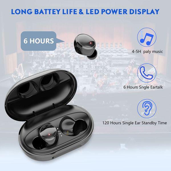 Wireless Earbuds Headphones With 120H charging box 3D stereo noise reduction headset with microphone IPX8 HI-FI stereo headset waterproof in-ear touch suitable for display for work/sports/game (Black) 3