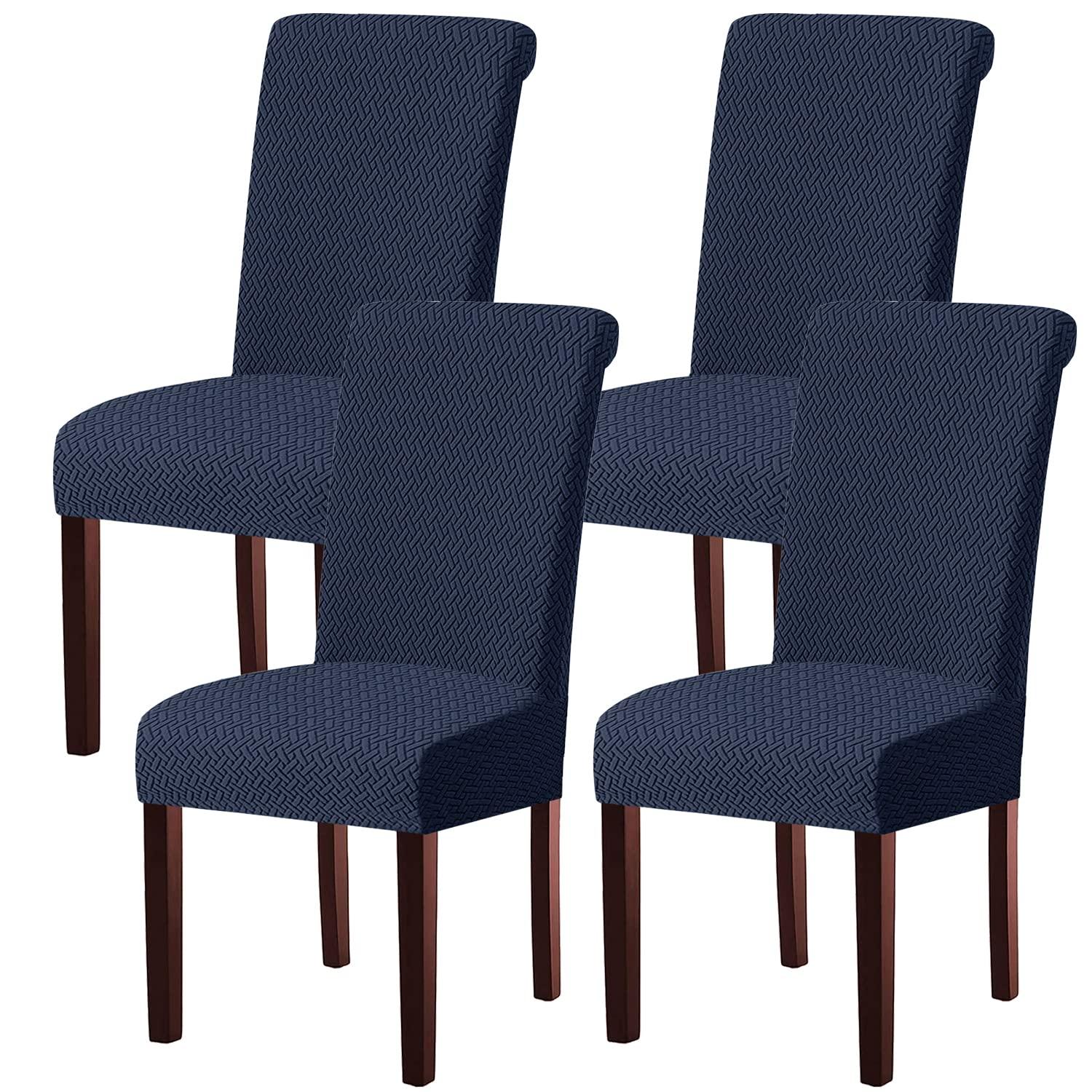 KELUINA Dining Room Chair Covers Slipcovers Set of 2 or 4 or 6, Stretch Removable Washable Dining Chair Protector Decoration Cover Seat Slipcover for Hotel,Kitchen,Home(Navy,4 Pcs) 0