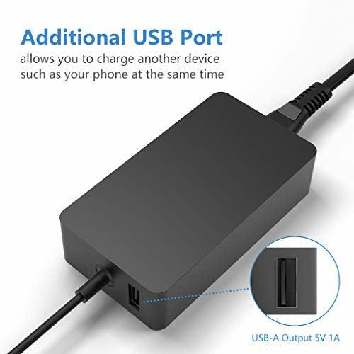 Surface Pro Charger 65W, 15V 4A 65W(Compatible with 44W, 36W) Power Supply Adapter Compatible with Surface Pro 3/4/5/6/7 & Surface Laptop & Surface Go Charger - CE& FCC Certificated 3