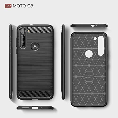 CruzerLite Moto G8 Case, Carbon Fiber Texture Design Cover Anti-Scratch Shock Absorption Case for Moto G8 (Blue) 3