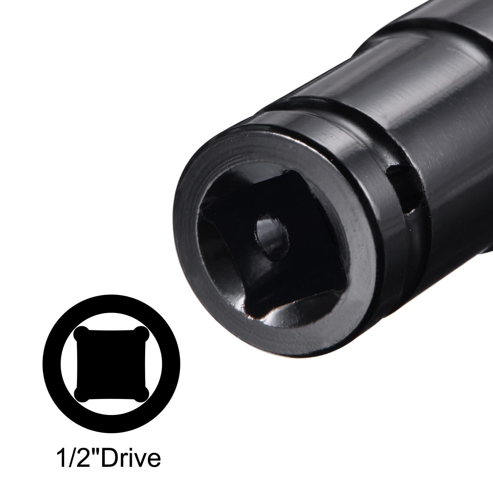 sourcing map 1/2" Drive by 22mm Deep Impact Socket, Heat-Treated CR-V Steel 3.15" Length, 6-Point Metric Sizes 2 Pcs 3