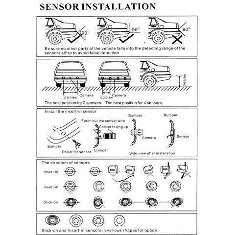 Parking Sensor Rear and Front 8 Sensors Car Reverse Park Kit Buzzer Alarm Alert LED Dispaly Distance Detection Safe (White) 3