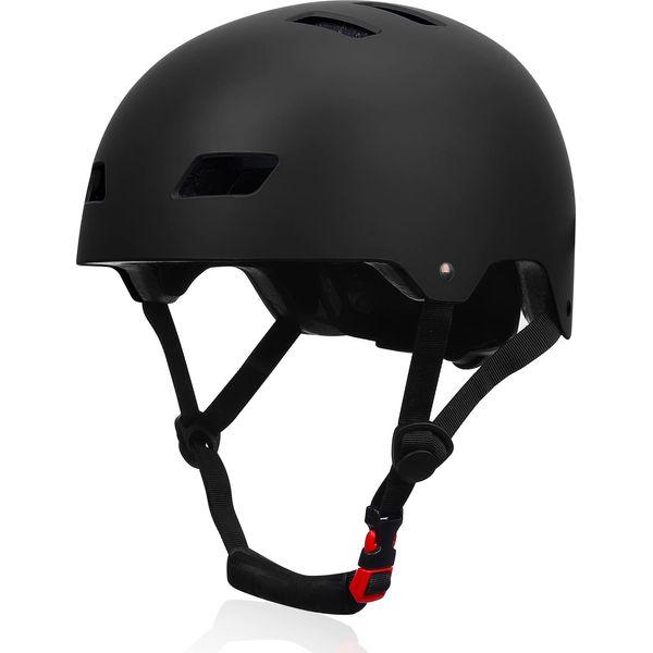 GIEMIT Bike Helmet,Youth Skateboard Helmet Impact Resistance for Multi-Sport,Lightweight Adjustable Bicycle Helmet for Boys Girls Fit Head Size 54-58cm(21.2"-22.8â) (Black) 0